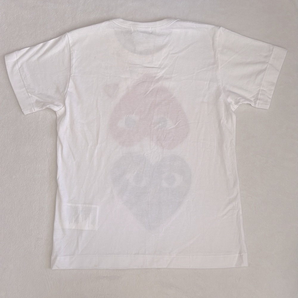 {NWT} PLAY Comme des Garcons | Camo Mirror Double Upside Down Heart T-shirt (L) - Picture 13 of 14